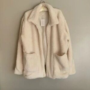 Cream Sherpa Cozy Teddy Jacket, NWT, Pockets Mudpie